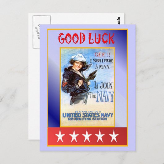 Succes, doe mee met de marine briefkaart (Voorkant / Achterkant)