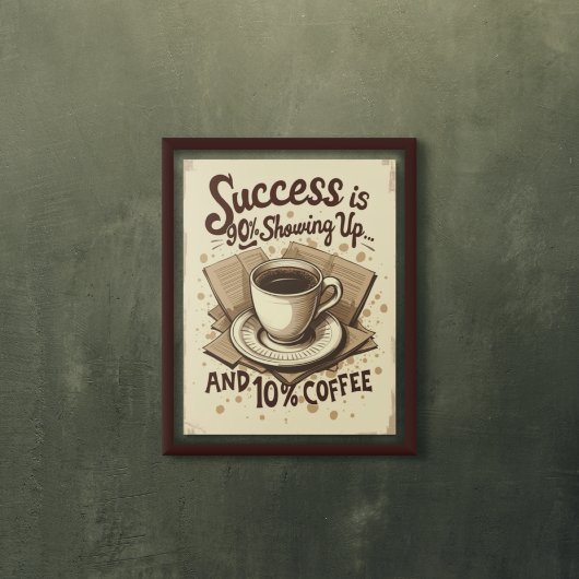 Succes en koffie - Grappig  Motivatie Poster