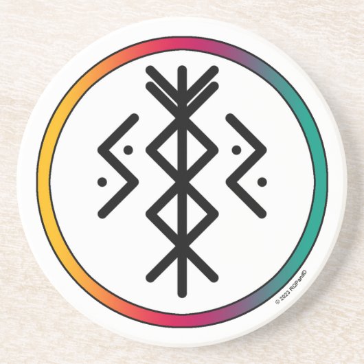 Succes en welvaart Bindrune Sandstone Onderzetter (Voorkant)