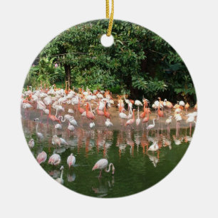 Succes Flamingo Flock Keramisch Ornament
