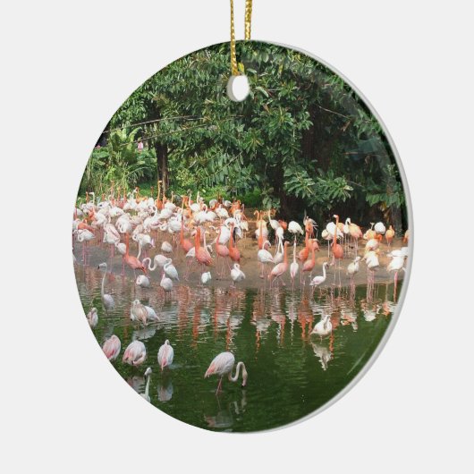 Succes Flamingo Flock Keramisch Ornament (Links)