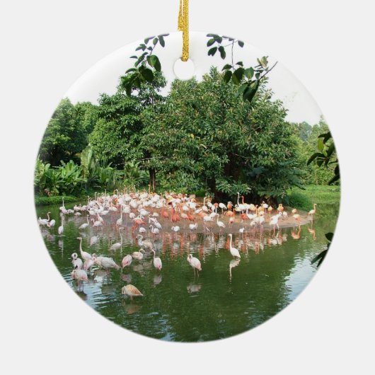 Succes Flamingo Flock Keramisch Ornament (Achterkant)