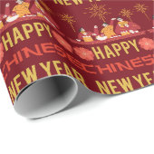 Succes Fortune Jaar van de Draak Chinees Goud rood Cadeaupapier (Rol Hoek)