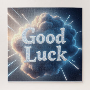 Succes - Gloeiende wolkentypografie met lichte be Legpuzzel