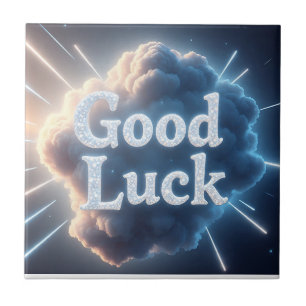 Succes - Gloeiende wolkentypografie met lichte be Tegeltje
