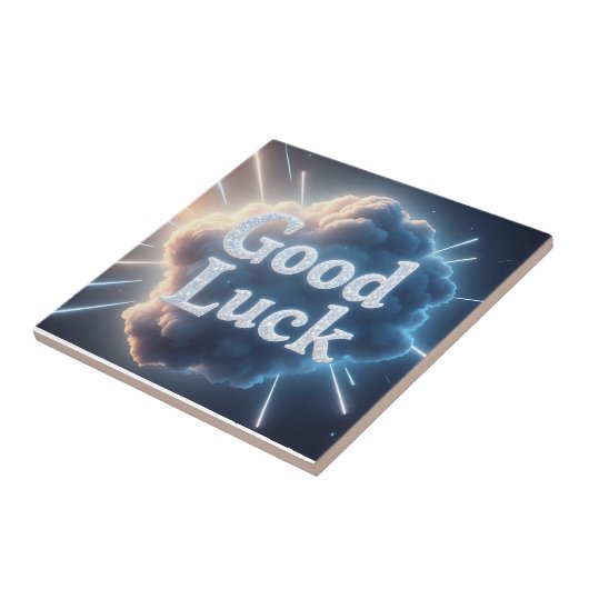 Succes - Gloeiende wolkentypografie met lichte be Tegeltje (Zijkant)