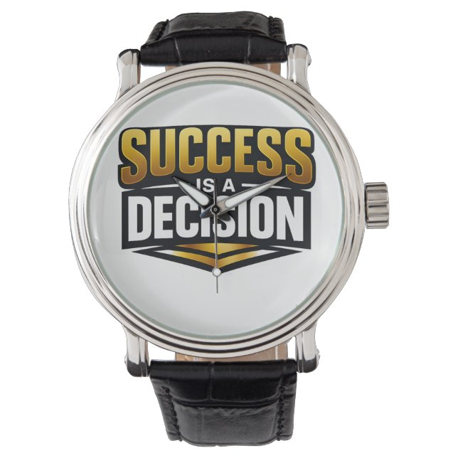 Succes Goud Typografie op Zwart Horloge (Voorkant)