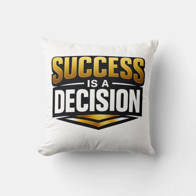 Succes Goud Typografie op Zwart Kussen (Voorkant)