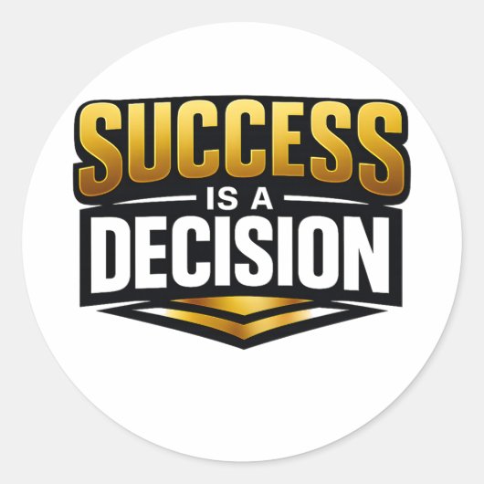 Succes Goud Typografie op Zwart Ronde Sticker (Voorkant)