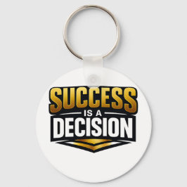 Succes Goud Typografie op Zwart Sleutelhanger