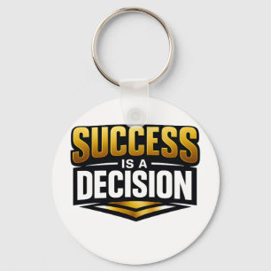 Succes Goud Typografie op Zwart Sleutelhanger