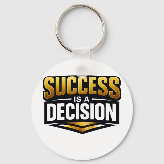 Succes Goud Typografie op Zwart Sleutelhanger (Voorkant)