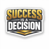 Succes Goud Typografie op Zwart Sticker (Voorkant)