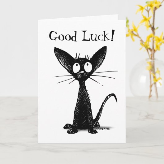 Succes Grappig Custom Lucky Black Cat Kaart (Gele Bloem)