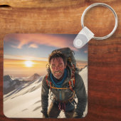 Succes & Hard werken Bergbeklimmer Motivatie Sleutelhanger (Achterkant)