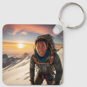 Succes & Hard werken Bergbeklimmer Motivatie Sleutelhanger (Achterkant)