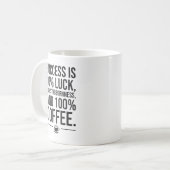 Succes is 100 procent koffie - Grappig Motivatie Koffiemok (Voorkant links)