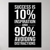 Succes is 90% afleiding vermijden, grappige drukte poster (Voorkant)