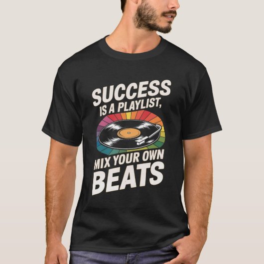 Succes is een afspeellijst Inspirerend Retro Vinyl T-shirt (Voorkant)