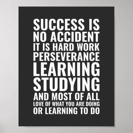 Succes is geen toeval, maar hard werken Motivatie Poster (Voorkant)