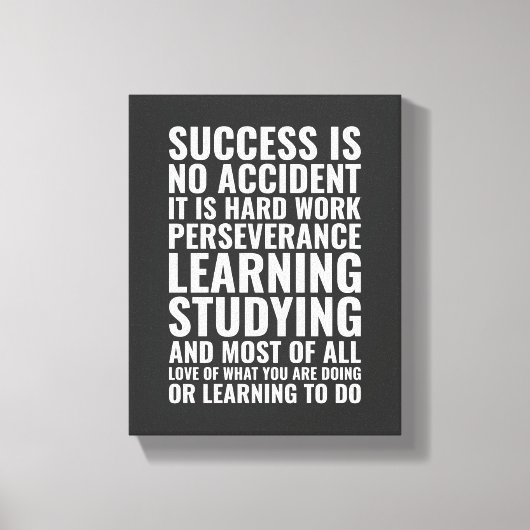 Succes is geen toevallige Motivatie Quote Wall Art Canvas Afdruk (Voorkant)