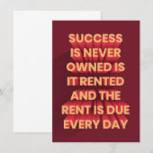 Succes Is Nooit Eigendom Is Het Kaart (Voorkant / Achterkant)