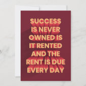 Succes is nooit eigendom, is het save the date (Voorkant)