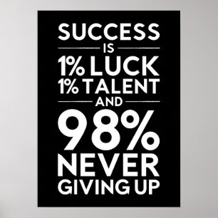 Succes is nooit opgeven - Motivatie Poster