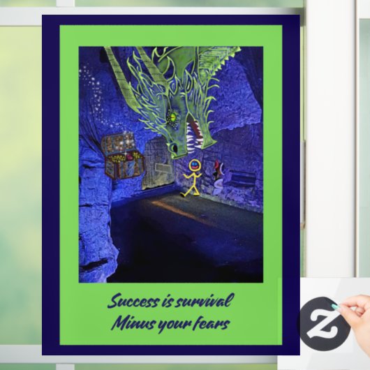 Succes is overleven, minus je angsten. raamsticker (Huis)