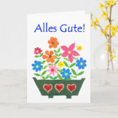 Succes Kaart, Duitse groet - Flower Power Kaart (Gele Bloem)
