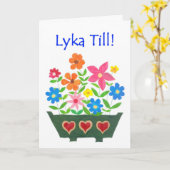 Succes Kaart, Zweedse groet - Flower Power Kaart (Gele Bloem)