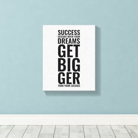 Succes komt voor | Motivatie Quote Wall Art Canvas Afdruk (Insitu (Houten vloer))
