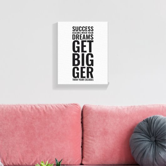 Succes komt voor | Motivatie Quote Wall Art Canvas Afdruk (Insitu (Woonkamer))