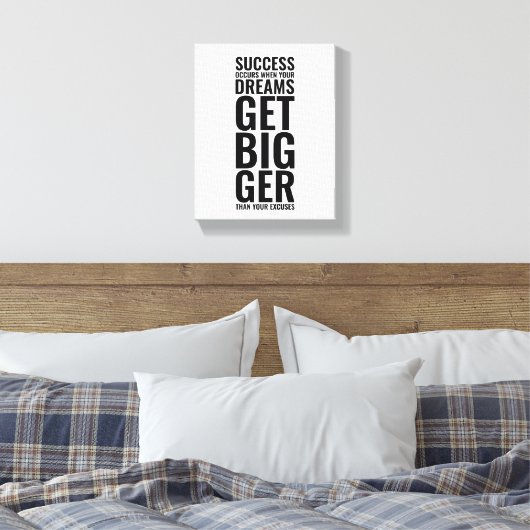 Succes komt voor | Motivatie Quote Wall Art Canvas Afdruk (Insitu (Slaapkamer))