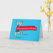 Succes Marathon Man Cartoon Humor Kaart (Gele Bloem)