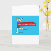 Succes Marathon Man Cartoon Humor Kaart (Gele Bloem)