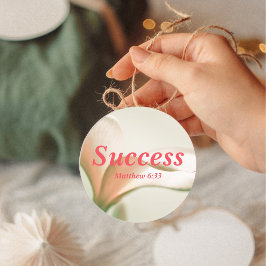 Succes Mattheüs 6:33 Verse Elegante roze bloem Ronde Sticker