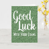 Succes (met bewerkbare tekst) Green Faux Glitter Kaart (Gele Bloem)