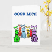 Succes met cartoonhonden kaart (Gele Bloem)