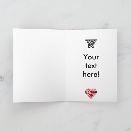 Succes met de netball groet kaart (Binnen)