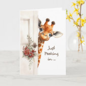 Succes met finales Giraffe Peeking Kaart (Gele Bloem)