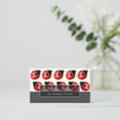 Succes met gestreepte ladybugs elegante grijze rec visitekaartje (Staand voorkant)