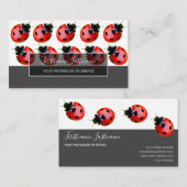 Succes met gestreepte ladybugs elegante grijze rec visitekaartje (Voorkant / Achterkant)