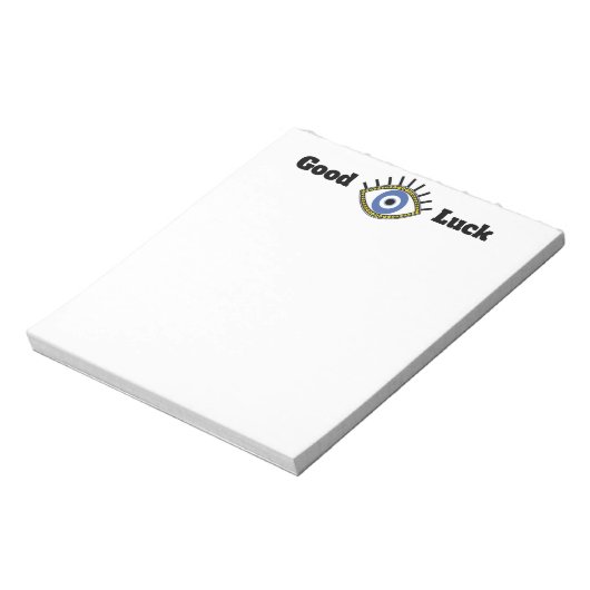 Succes met griekblauw oog talisman notitieblok (Linkerzijde)
