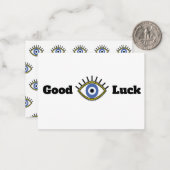 Succes met griekblauw oog talisman notitiekaartje (Voorkant / Achterkant in situ)