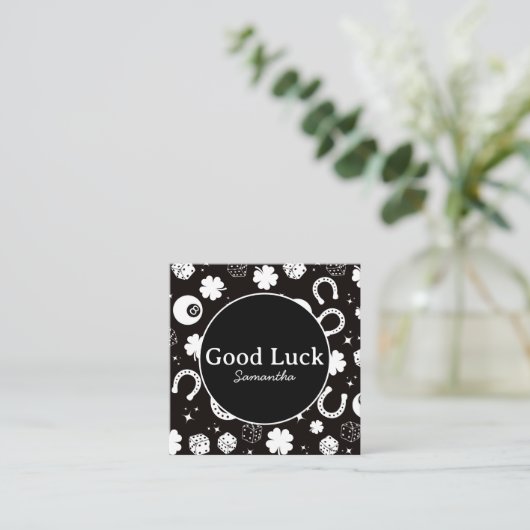 Succes met Hoefijzer Shamrock Informatiekaartje (Staand voorkant)