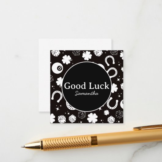 Succes met Hoefijzer Shamrock Informatiekaartje (Voorkant / Achterkant in situ)