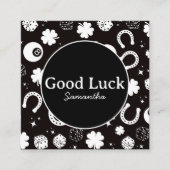 Succes met Hoefijzer Shamrock Informatiekaartje (Voorkant)