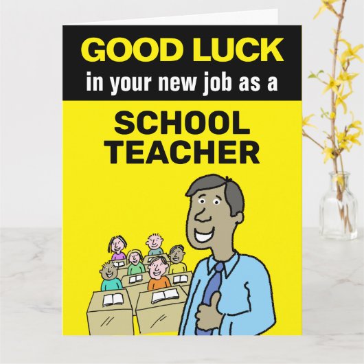 Succes met je nieuwe baan als Aziatische leraar Kaart (Gele Bloem)