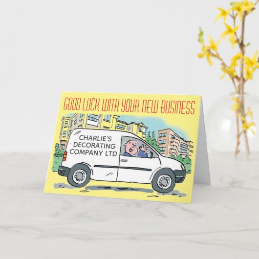 Succes met je nieuwe bedrijf met je naam op de bus kaart (Gele Bloem)